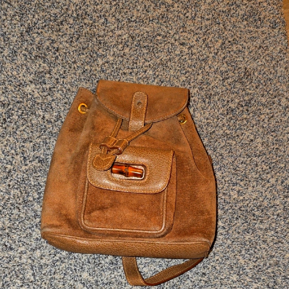 Brown Vintage Gucci Bamboo Backpack